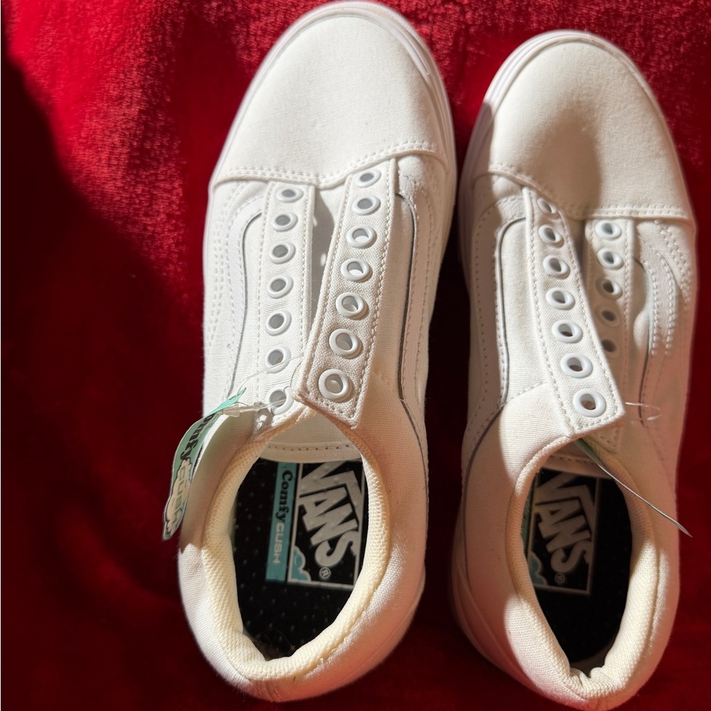 Vans Women's Cream Slip-On Sneakers